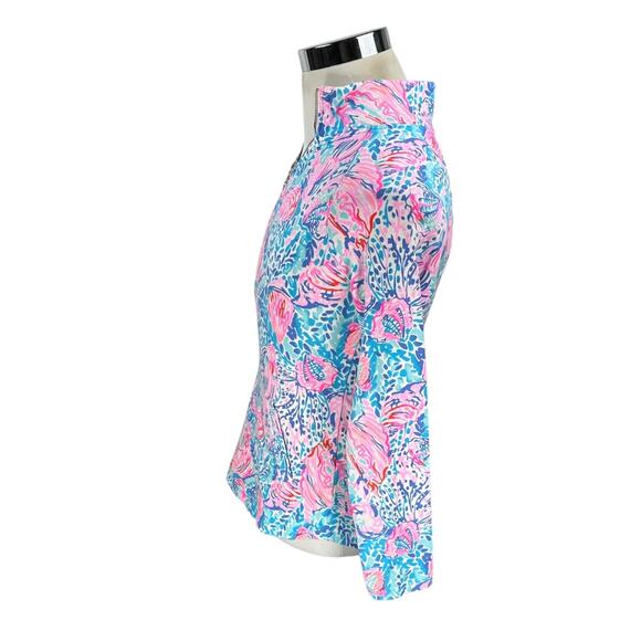 Lilly Pulitzer Skipper Popover Top Women’s XS Pink Blue Treasure Trove 1/4 Zip - Picture 2 of 10